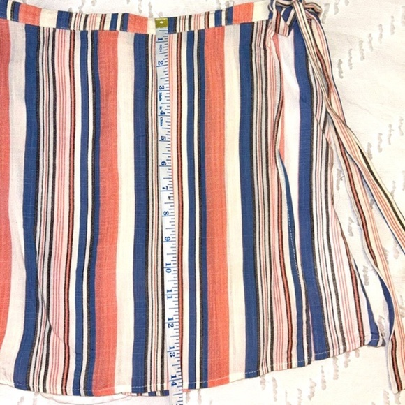 Sadie & Sage blue/coral stripes, fully lined faux wrap skort, EUC - sz SMALL - Picture 9 of 9